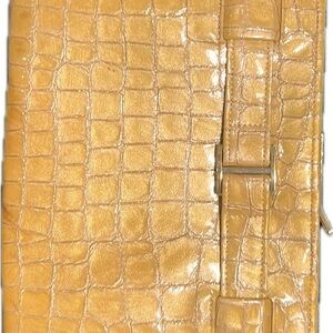 Yellow Gold Abas croc- embossed clasp frame clutch